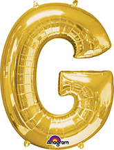 Gold Letter "G" Shaped Mylar Supershaped Balloon 34 Inch